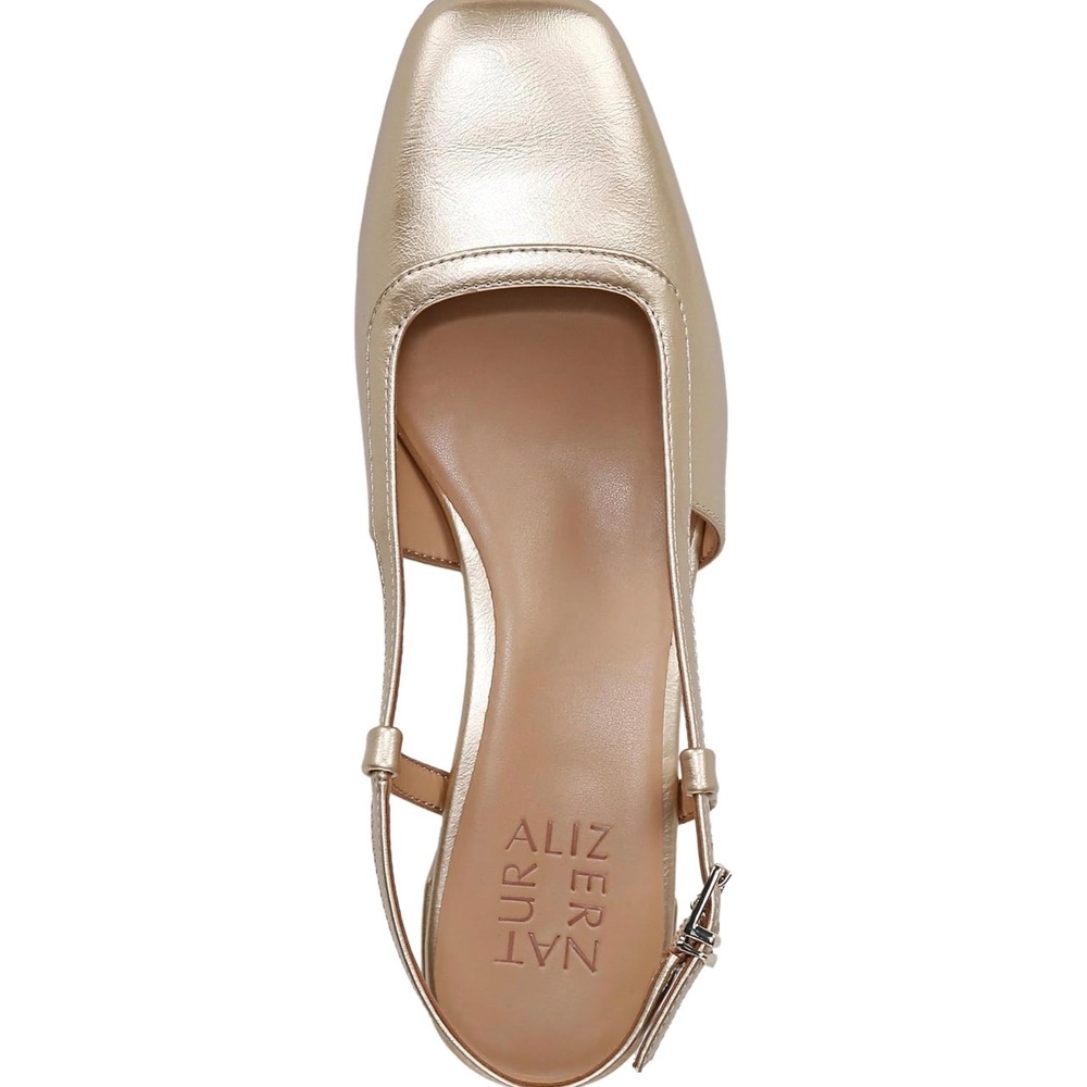 Naturalizer Womens Harper Pump Gold Metallic Square Toe Block Heel Slingback 9 - Picture 3 of 11